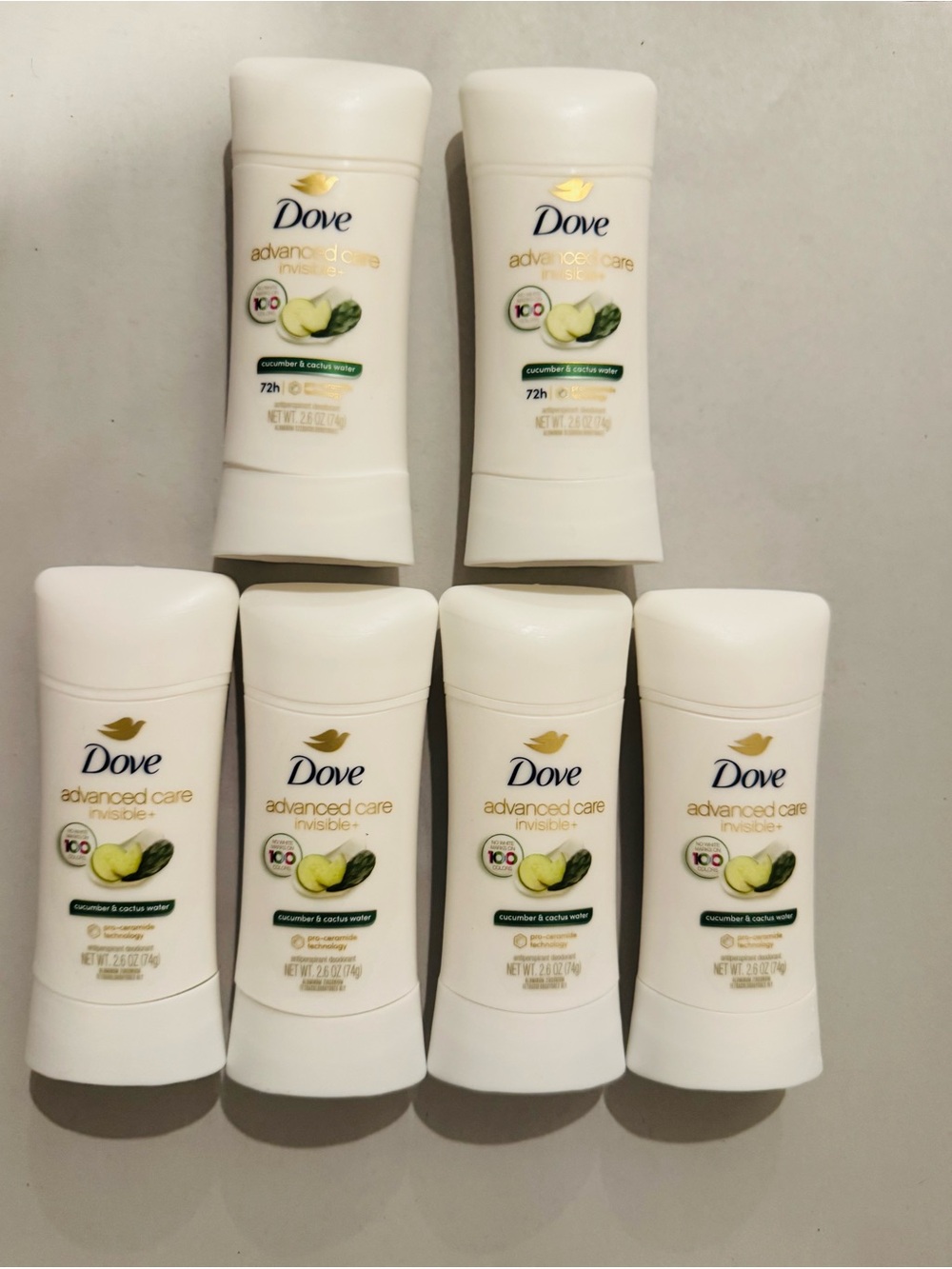 Dove Advanced Care Invisible+Cucumber & Cactus Water Antiperspirant Deodorant x6